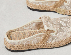 Vintage flax espadrille mules