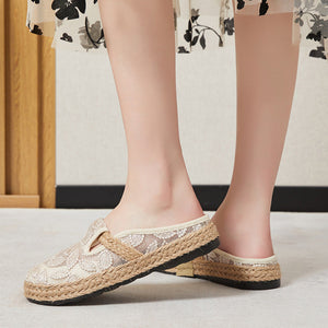 Vintage flax espadrille mules