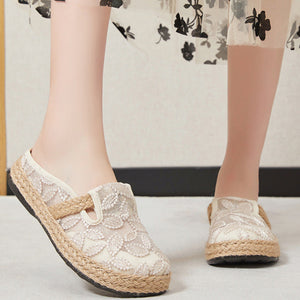 Vintage flax espadrille mules