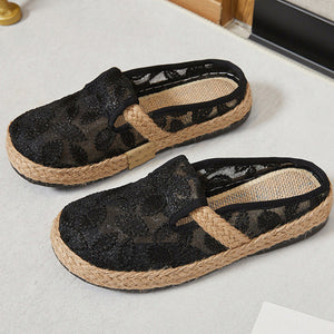 Vintage flax espadrille mules