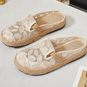 Vintage flax espadrille mules