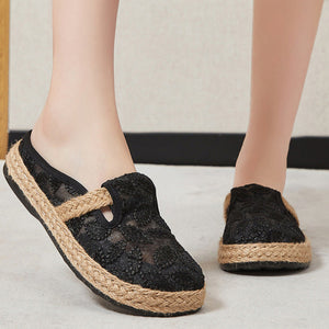 Vintage flax espadrille mules