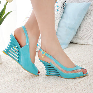 Vintage peep toe slingback wedge sandals