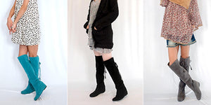 Warm plush lined wedge heels over the knee snow boots