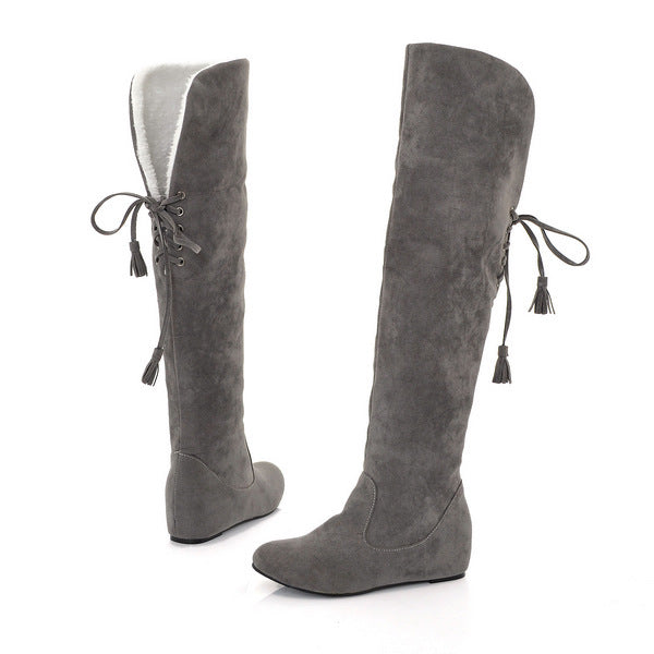 Warm plush lined wedge heels over the knee snow boots