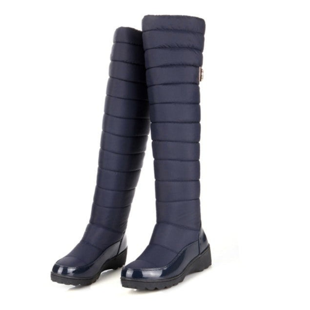 Waterproof Knee High Boots for Women Winter Faux Fur Shoes - GetComfyShoes