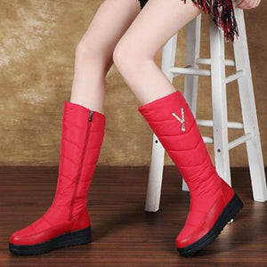 Waterproof down cloth plush lined snow boots anti-slip