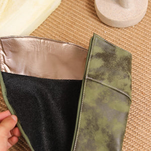 Wide calf under the knee motorcycle boots with buckles