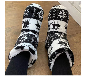 Winter Coral Fleece Indoor Warm Booties Home Christmas Slippers