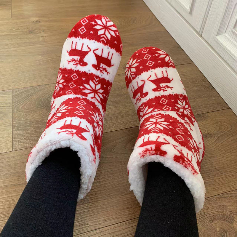 Winter Coral Fleece Indoor Warm Booties Home Christmas Slippers