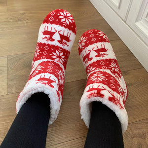 Winter Coral Fleece Indoor Warm Booties Home Christmas Slippers