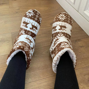 Winter Coral Fleece Indoor Warm Booties Home Christmas Slippers