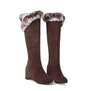 Winter warm plush lining over the knee boots pull on