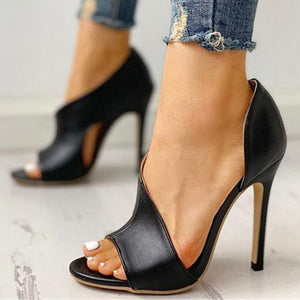 Women High Heel Peep Toe Hollow Out Heel Sandals