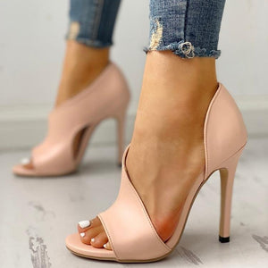 Women High Heel Peep Toe Hollow Out Heel Sandals