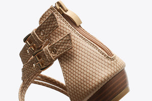 Women bohemian woven strap back zipper flat sandals