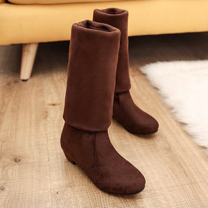 Women chunky low heel solid color over the knee boots