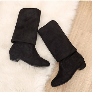 Women chunky low heel solid color over the knee boots