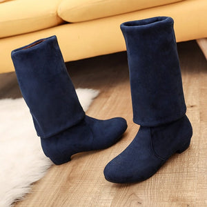 Women chunky low heel solid color over the knee boots