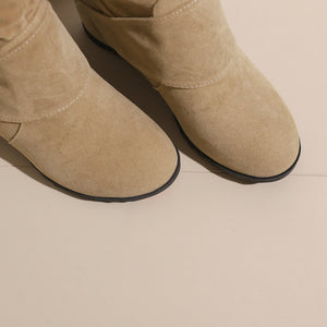 Women's Slouch Knee-High Wedge Boots – Fluffy Cuff