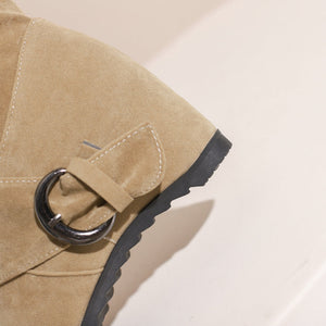 Women's Slouch Knee-High Wedge Boots – Fluffy Cuff
