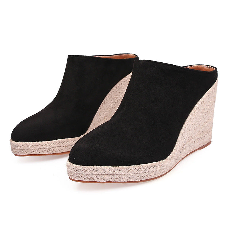 Women's Closed Toe Espadrille Wedge Heels Mules