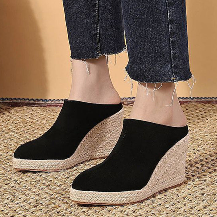 Women's Closed Toe Espadrille Wedge Heels Mules