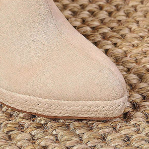 beige Women's Closed Toe Espadrille Wedge Heels Mules