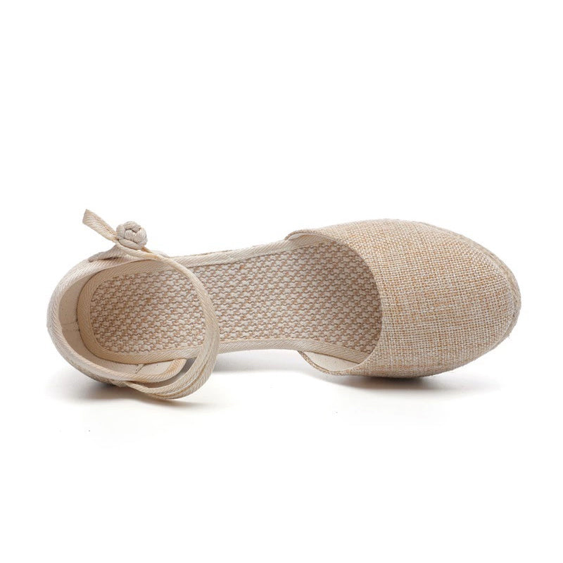 Women's Closed Toe Espadrille Wedge Sandals With Ankle Strap