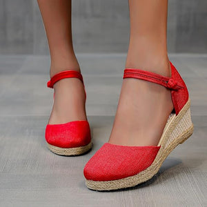 Women's Closed Toe Espadrille Wedge Sandals With Ankle Strap