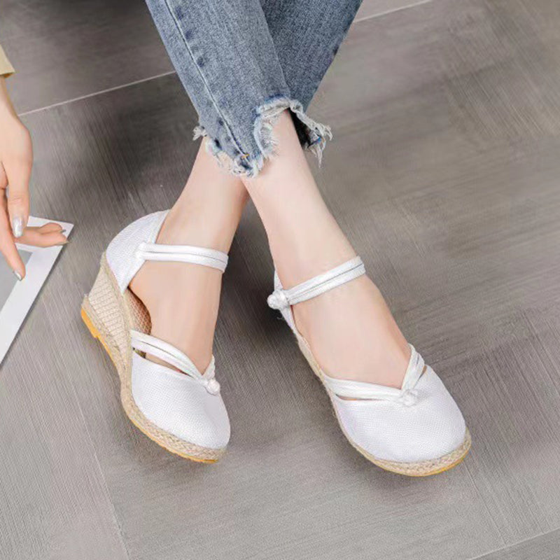 Women's Closed Toe Espadrille Wedge Sandals