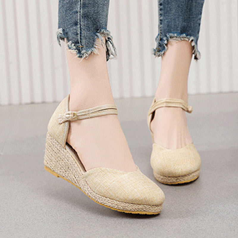 Women's Closed Toe Espadrille Wedge Sandals