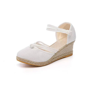 Women's Closed Toe Espadrille Wedge Sandals with Buckle Strap