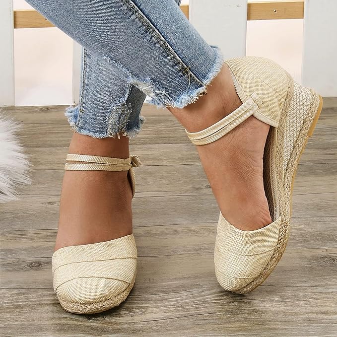 Women's  Comfortable Closed Toe Espadrille Wedge Sandals