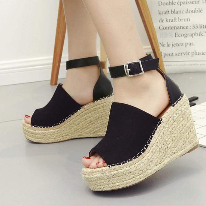Women's Espadrille Wedge Sandals With Ankle Strap