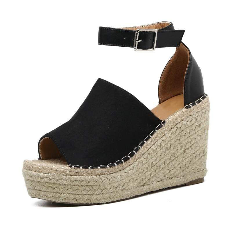 Women's Espadrille Wedge Sandals With Ankle Strap