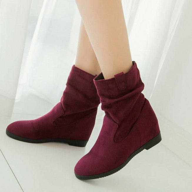 Women's Faux Suede Mid Calf Wedge Boots