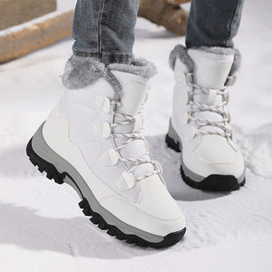 Women's Plush-Cuff Lace-Up Snow Boots – Chunky Lug Sole