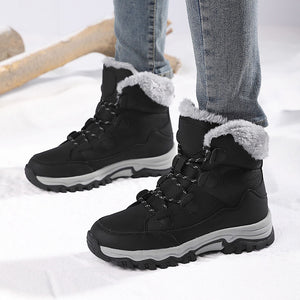 Women's Plush-Cuff Lace-Up Snow Boots – Chunky Lug Sole