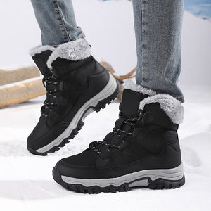 Women's Plush-Cuff Lace-Up Snow Boots – Chunky Lug Sole