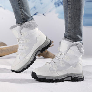 Women's Plush-Cuff Lace-Up Snow Boots – Chunky Lug Sole