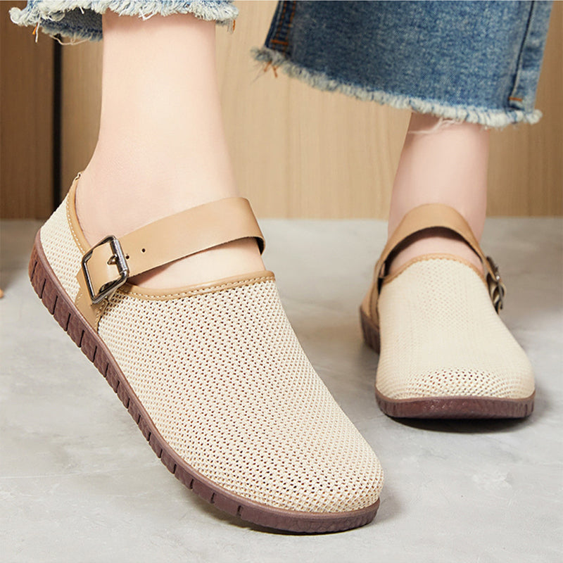 Women's Mesh Breathable Mary Jane Mules With Wide Round Toe