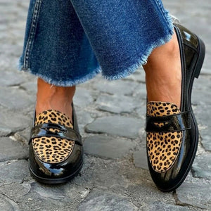 Women's PU patent leather 2 tones penny loafers