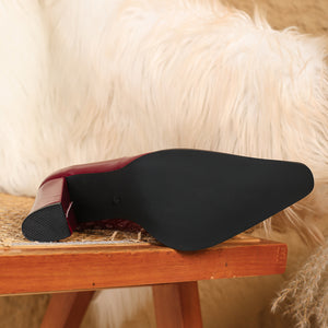 Women's PU patent leather chunky heels pumps
