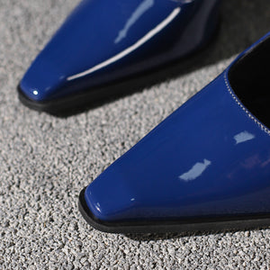 Women's PU patent leather chunky heels pumps