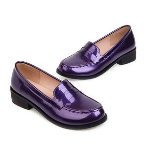 Women's PU patent leather penny loafers