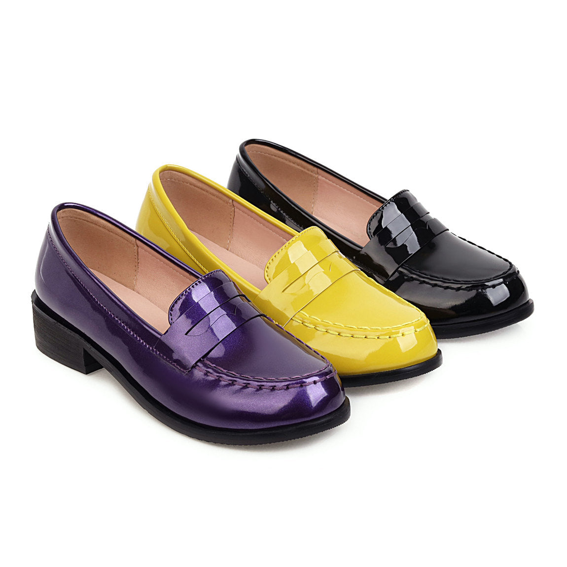 Women's PU patent leather penny loafers