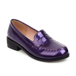 Women's PU patent leather penny loafers