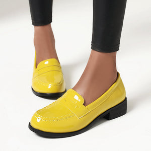 Women's PU patent leather penny loafers
