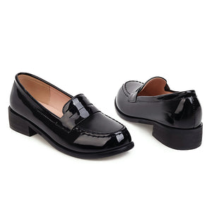Women's PU patent leather penny loafers